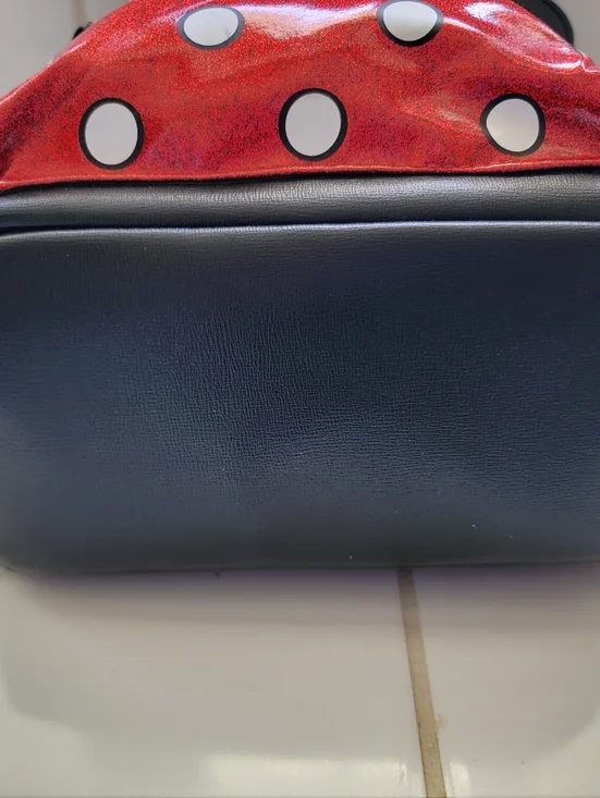 Disney Minnie Mouse Black Backpack with Red Polka Dot Pocket and Bow - Picture 6 of 12